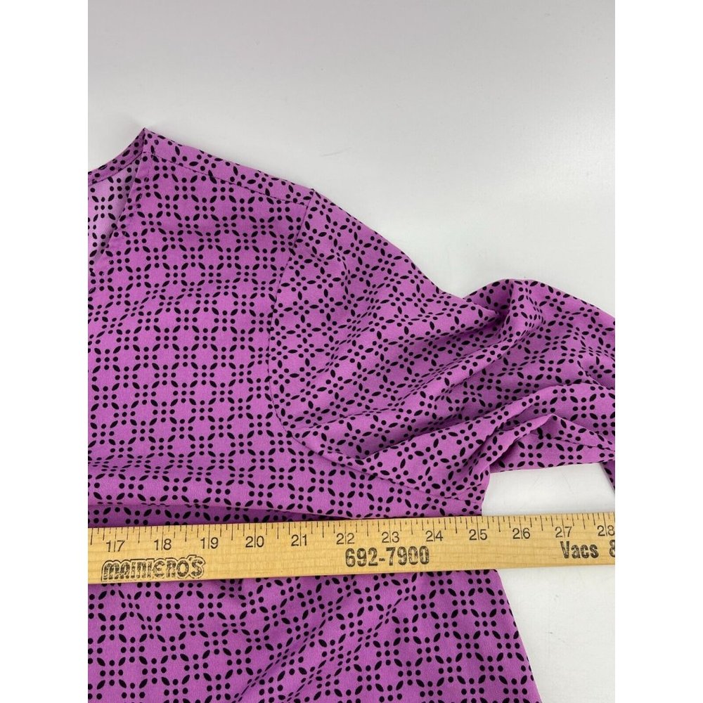 Croft Barrow Women's Plus Purple Geometric Print 3/4" Sleeve Top Blouse Size 1X - Picture 9 of 11